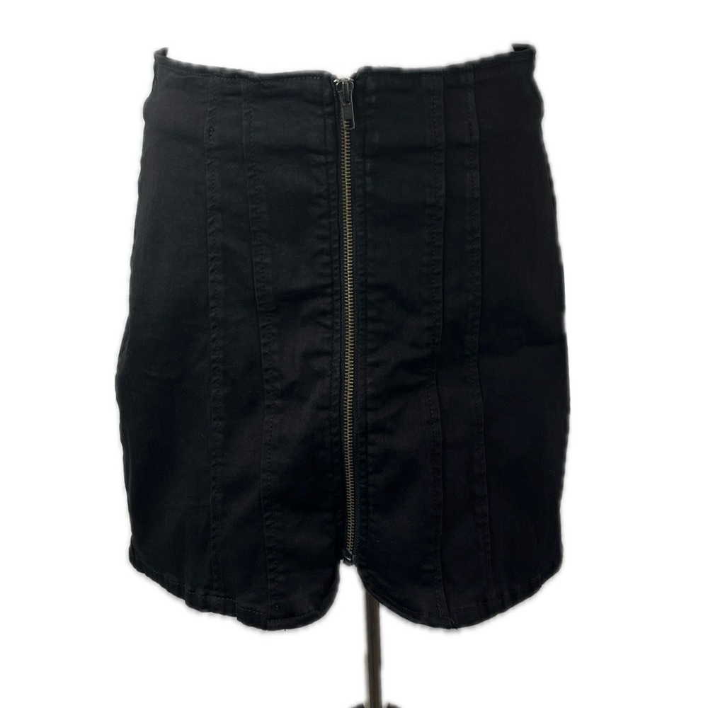 We the Free Free People Layla Zip Front Denim Mini Skirt Sz 12 Festival Western